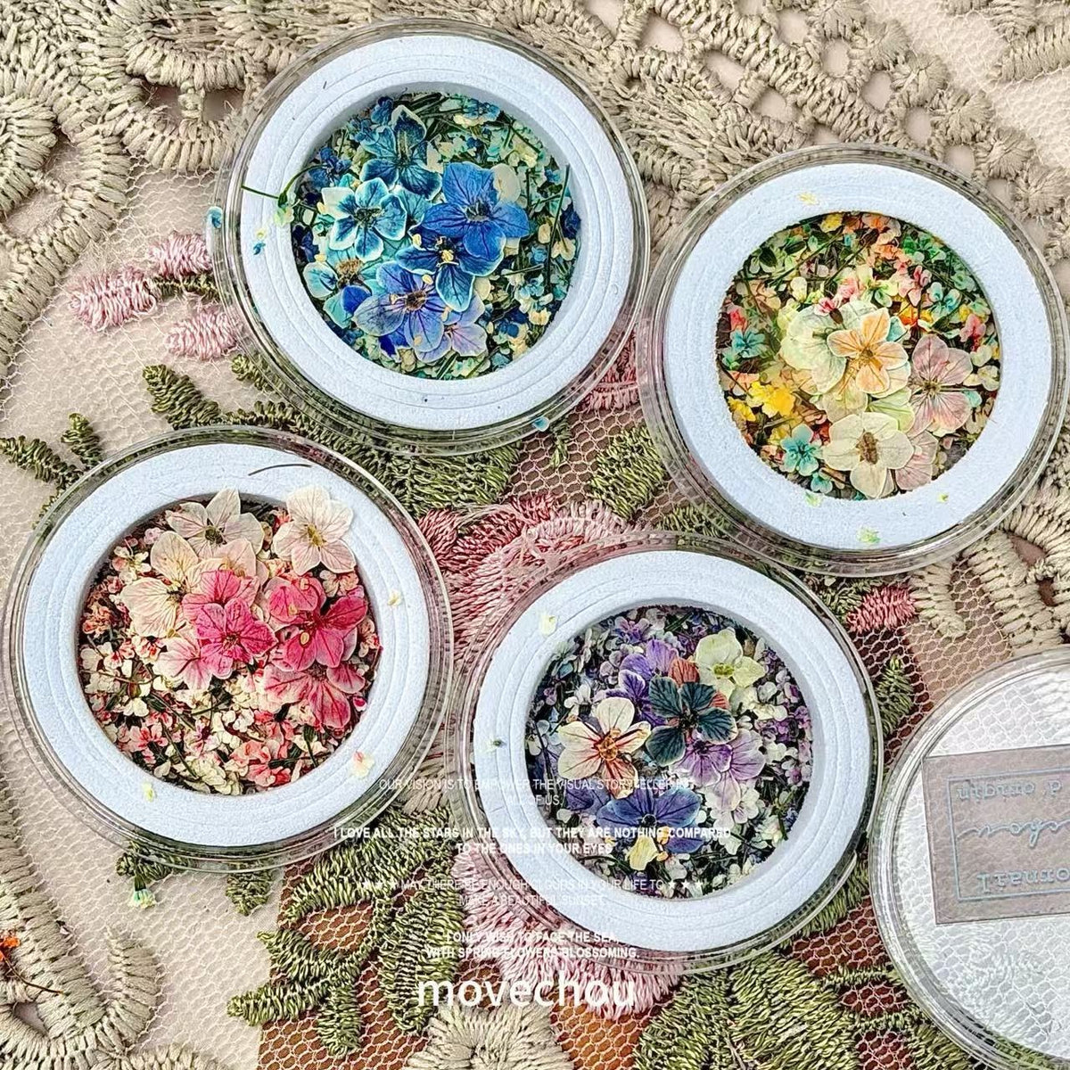 Rococo Vintage Dried Flower Nail Art Set - 4 Styles