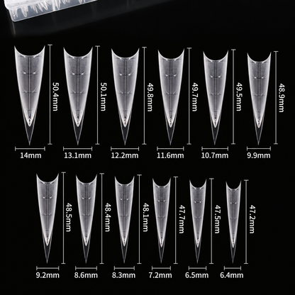Extra Long Solid Stiletto Half Cover Nail Tips with Guide Lines – 360pcs