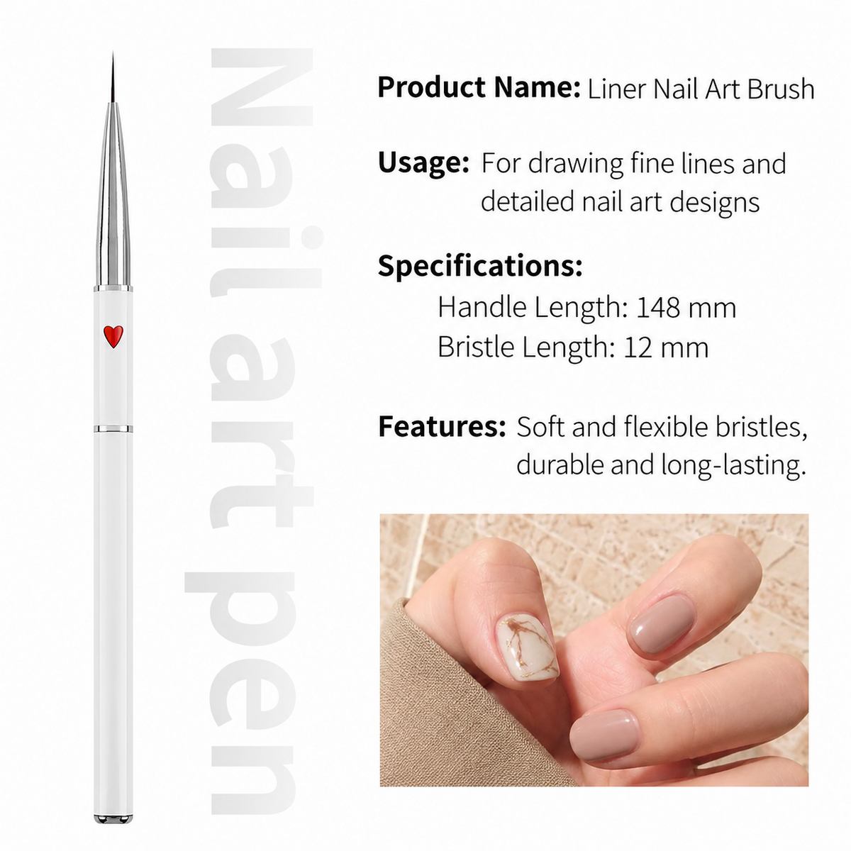 Red Heart Nail Art Brush Set – 12pcs
