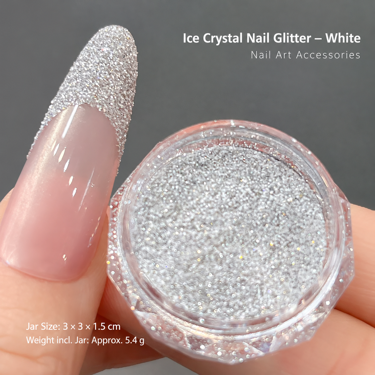 Ultra Sparkle Ice Crystal Nail Glitter Powder– White #03