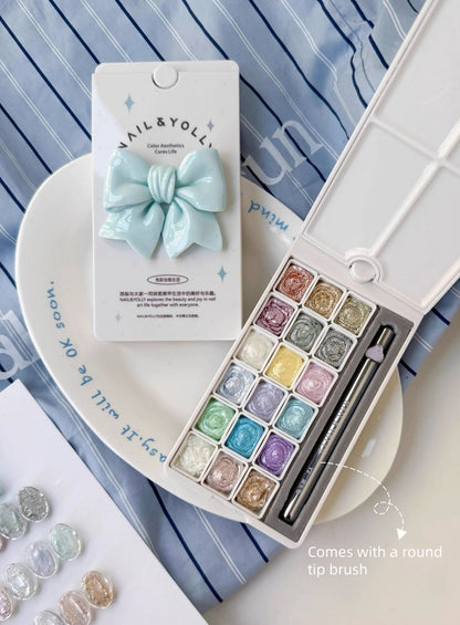 Yolly Star Frappuccino Aurora Gel Palette 18 Colors – Opal Glow & Textured Shimmer