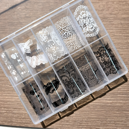 Vintage Black & White Lace Nail Art Transfer Foil