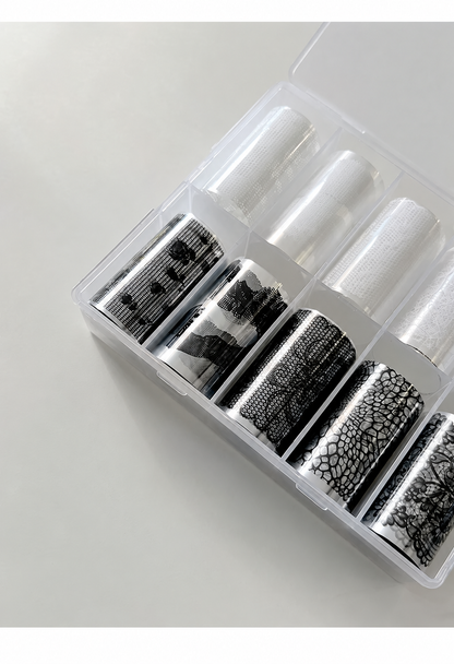 Vintage Black & White Lace Nail Art Transfer Foil