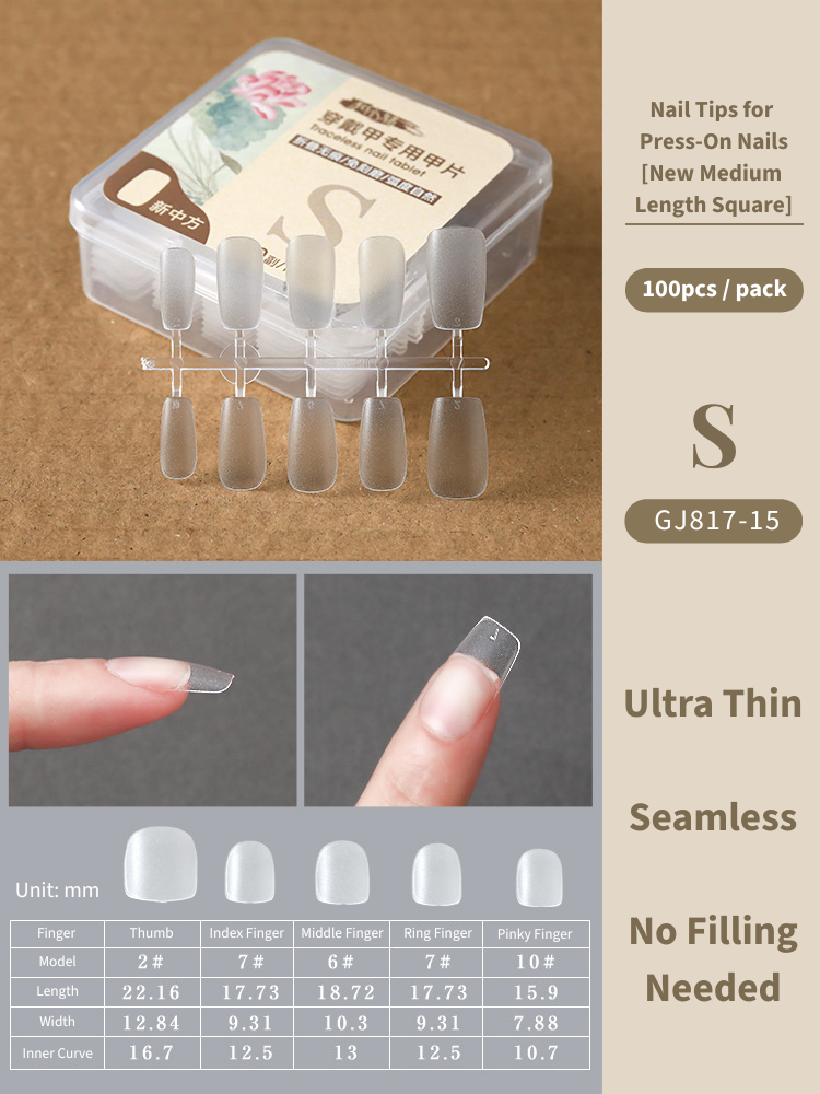 Clear Nail Tips For Press-On Nails [New Medium Length Square]