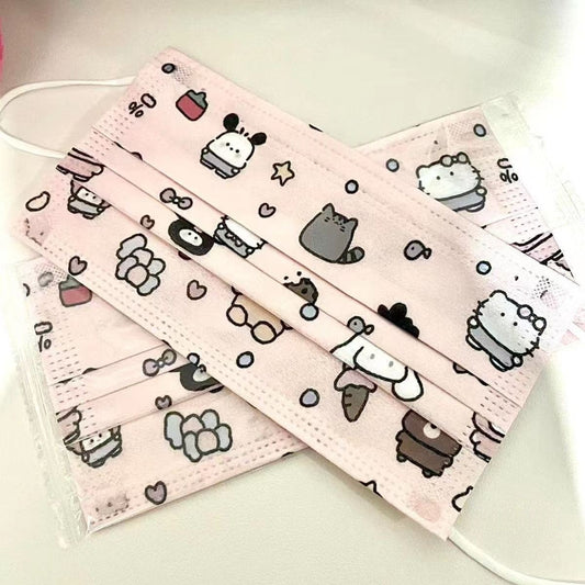 Disposable Individual Packaging Face Mask Pink Animal 50pcs/Box