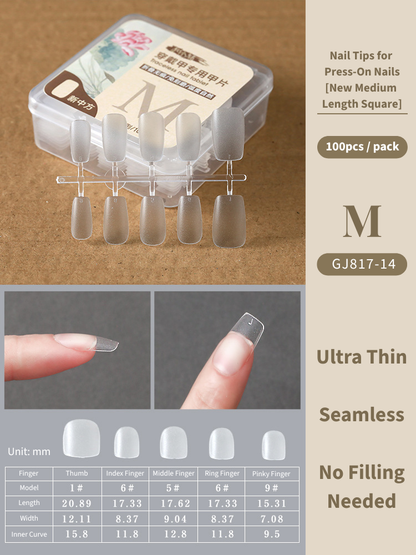Clear Nail Tips For Press-On Nails [New Medium Length Square]