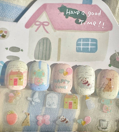 Autocollants pour ongles de la série Sweet Cartoon Zoo Animals
