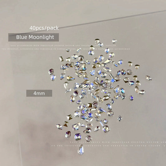 Strass mixtes bleu clair de lune irisé 3-5 mm
