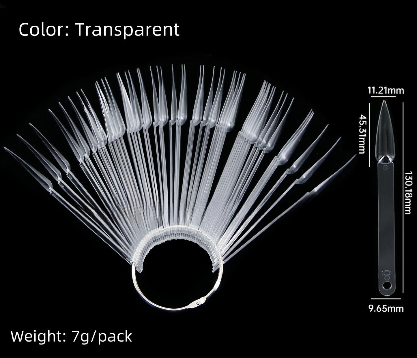 Long Fan-Shaped Nail Tip Color Display 50pcs/Pack