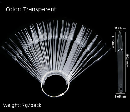 Long Fan-Shaped Nail Tip Color Display 50pcs/Pack