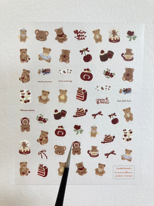 Nail Sticker- Mr Bear and Happy New Year