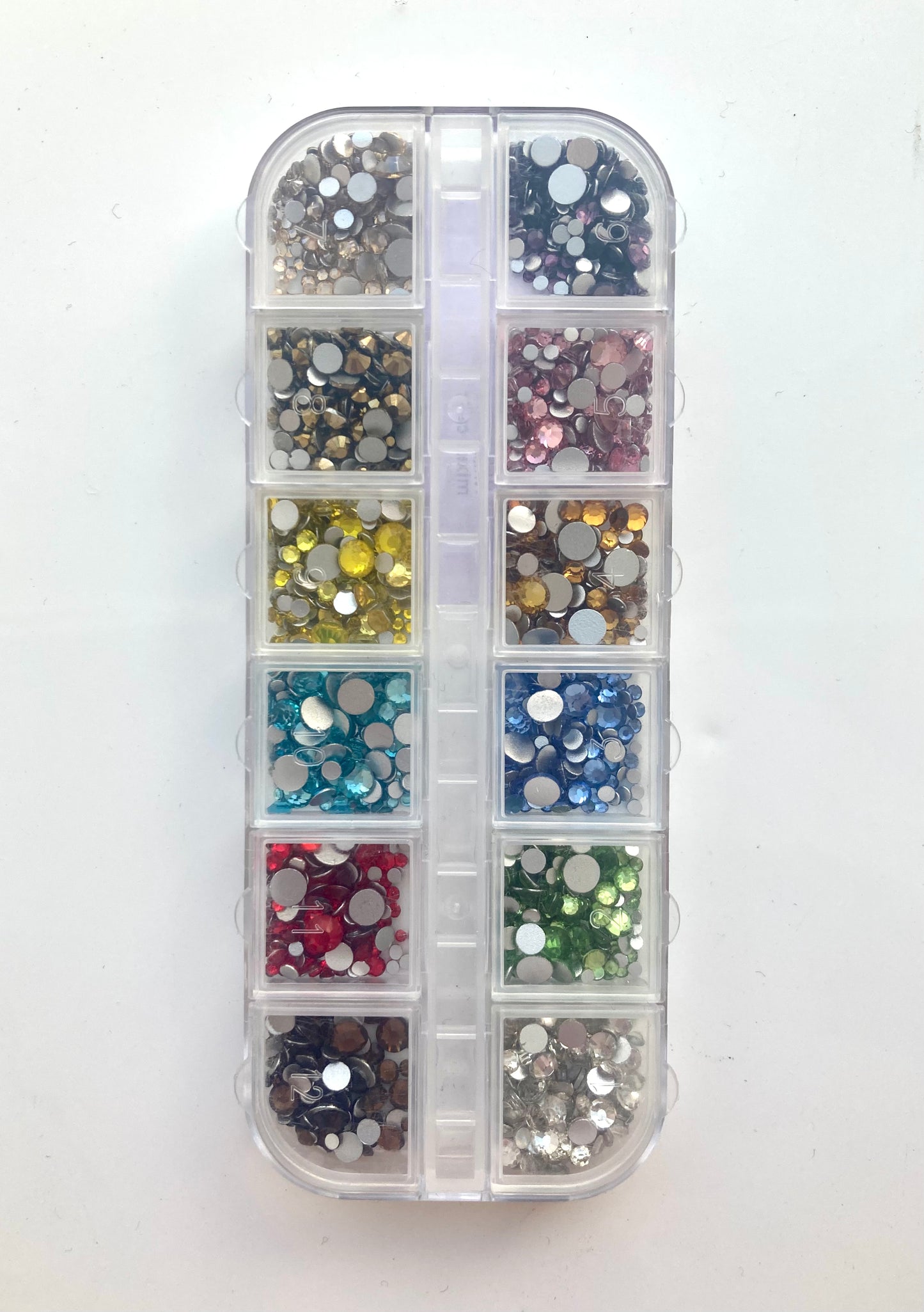 12 Grids Box Nail Rhinestone - mixed color