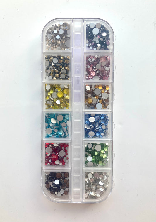 12 Grids Box Nail Rhinestone - mixed color