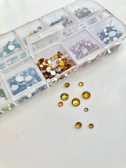 12 Grids Box Nail Rhinestone - mixed color