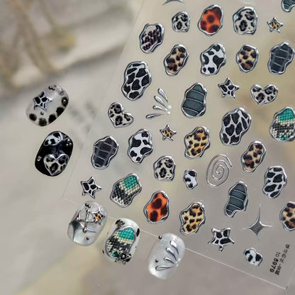 TOMONI Vintage Leopard Print Nail Art Stickers