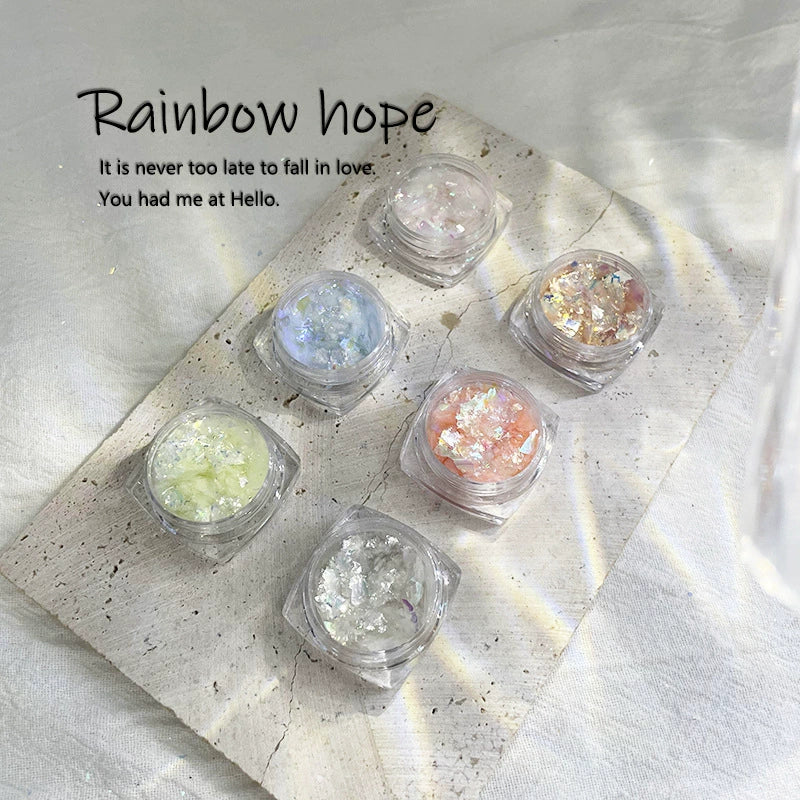 Shimmering Frosted Opal Aurora Nail Art Powder