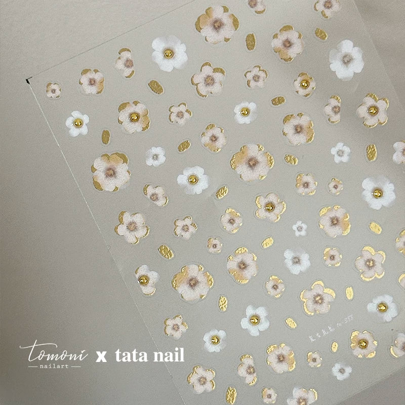 TOMONI Vintage Floral Nail Art Stickers- white