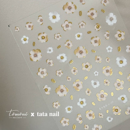 TOMONI Vintage Floral Nail Art Stickers- white