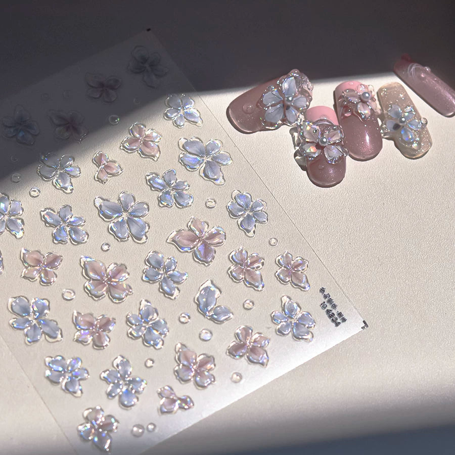 TOMONI Japanese-Style Jelly Four-Petal Flower Nail Art Stickers