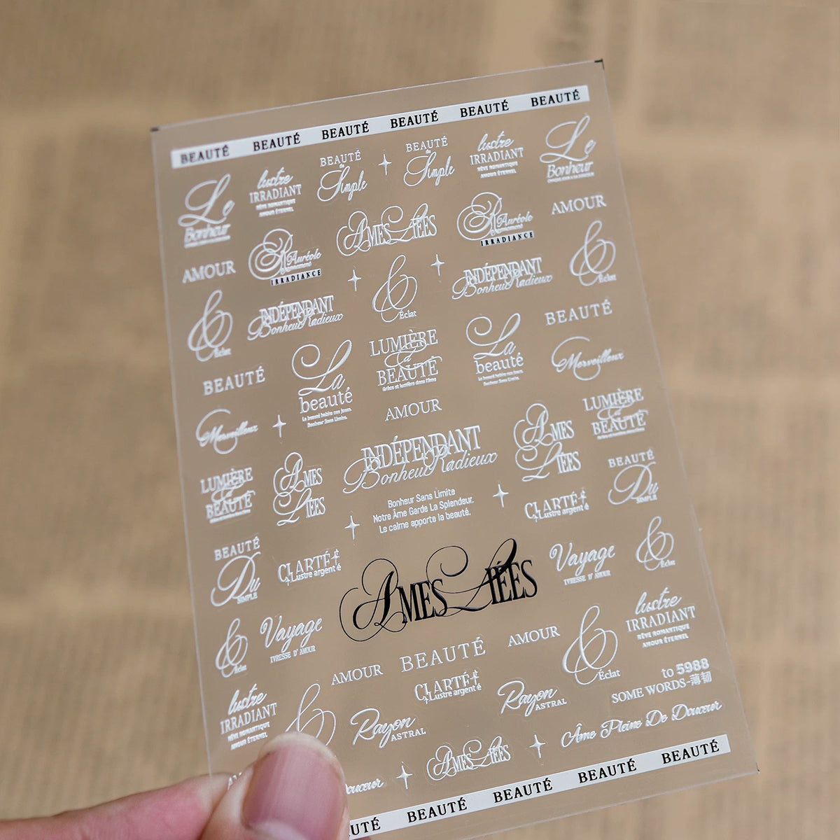 TOMONI Minimalist English Letter Nail Art Stickers-white