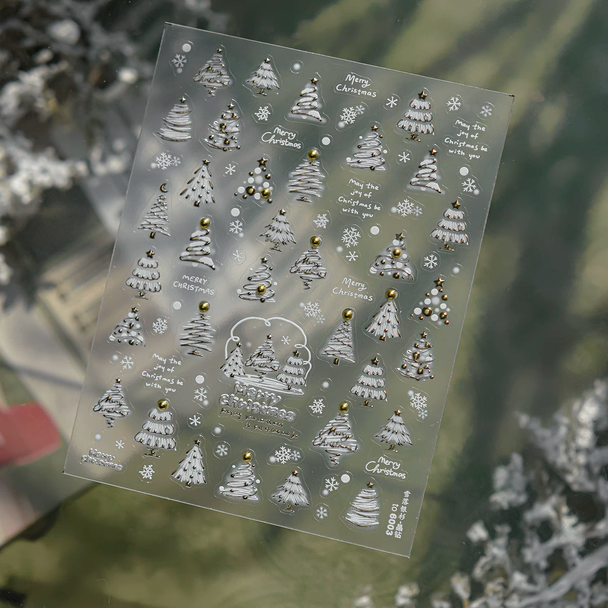 TOMONI Crystal Rhinestone Christmas Tree Nail Art Stickers