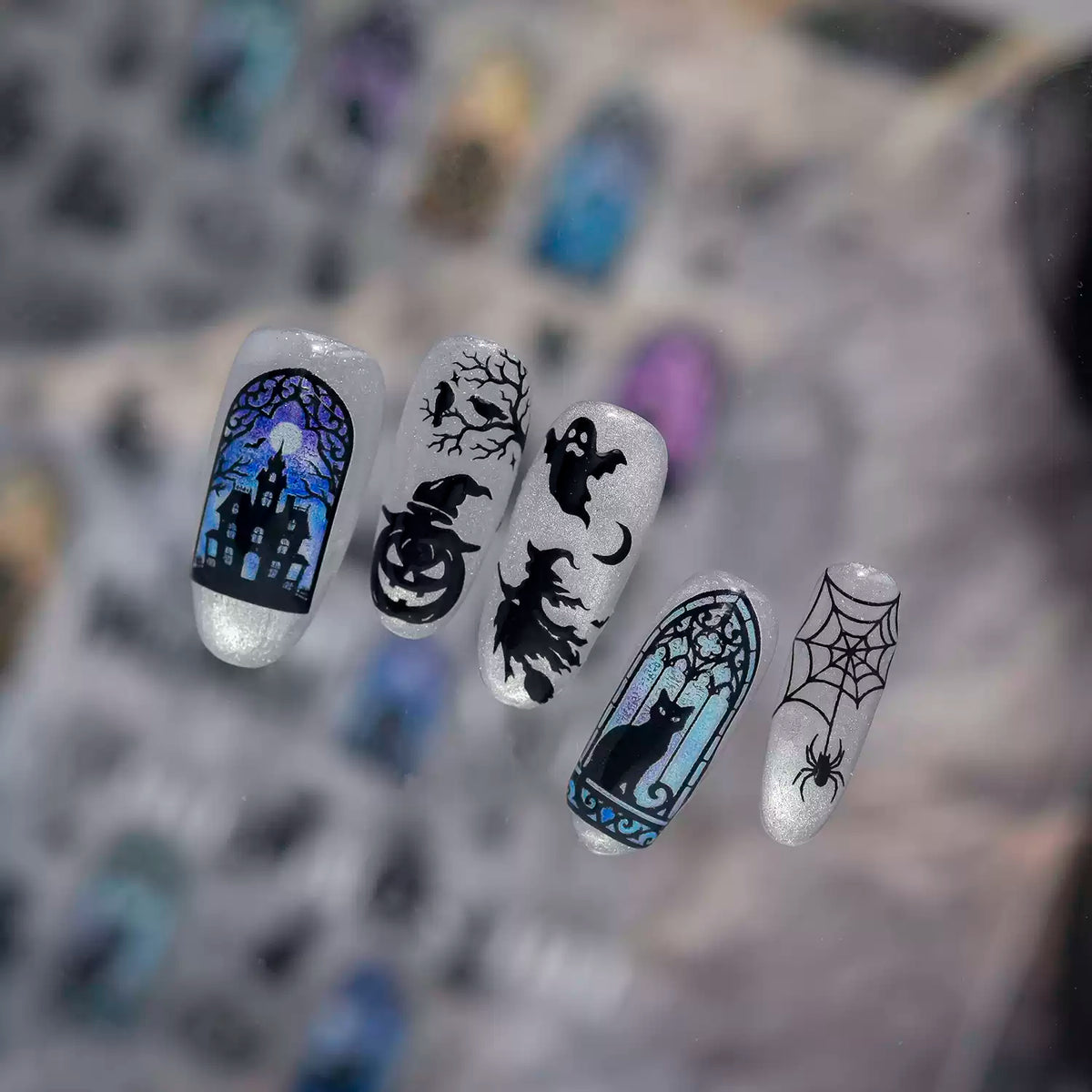 Tomoni Gothic Halloween Witch & Stained Glass Designs Nail Art Stickers