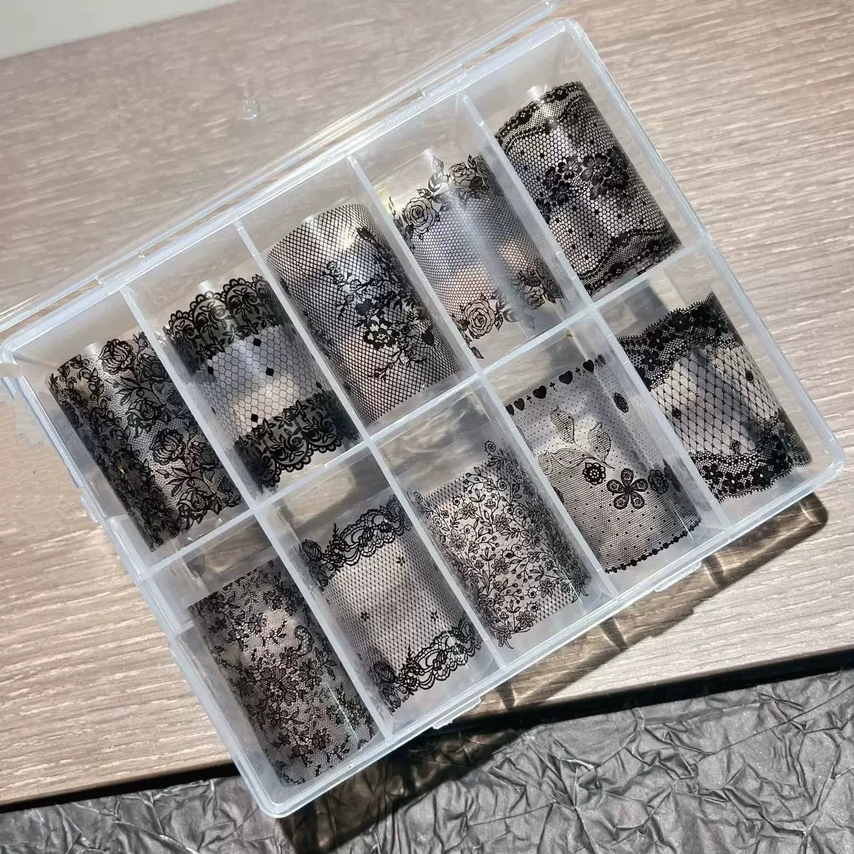 French-Inspired Black Lace Nail Art Transfer Foil