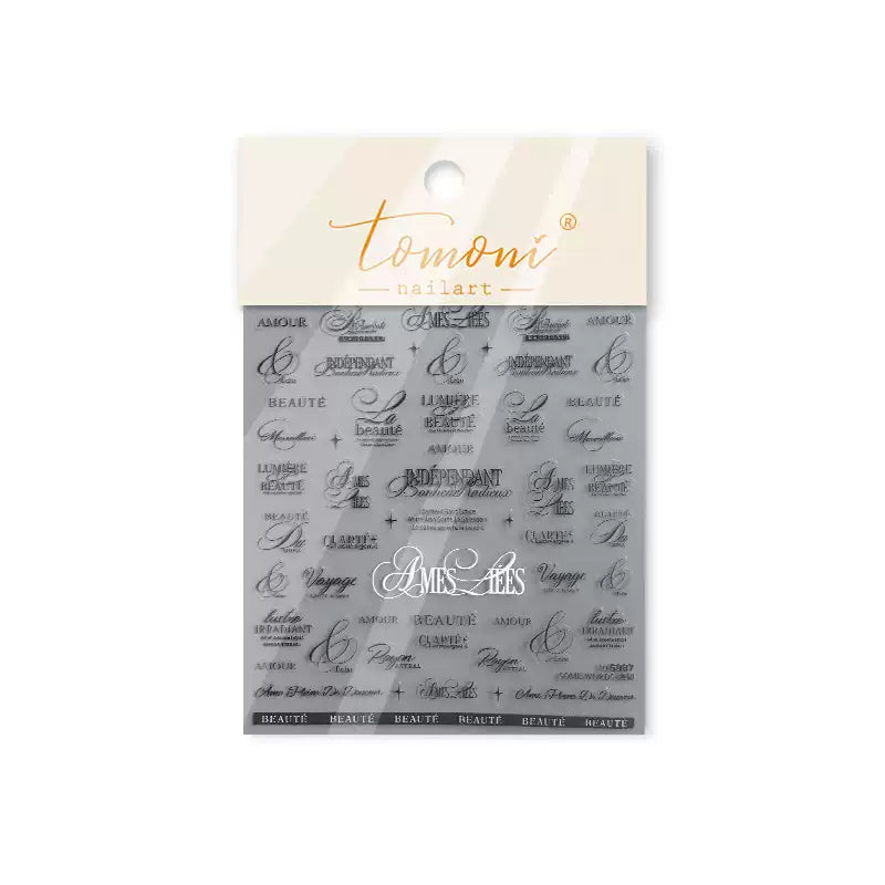 TOMONI Minimalist English Letter Nail Art Stickers-black