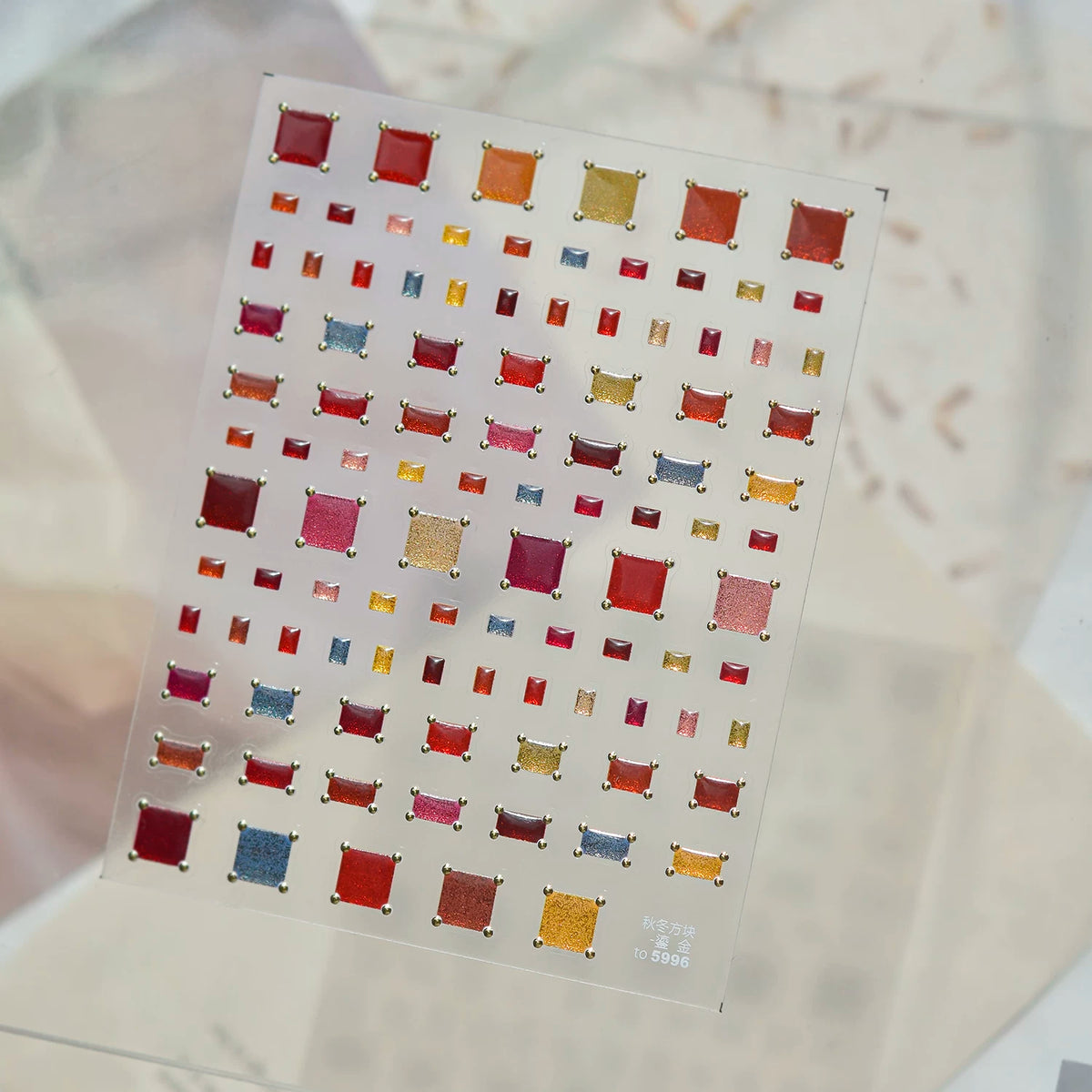 TOMONI Sheer Autumn & Winter Square Nail Art Stickers
