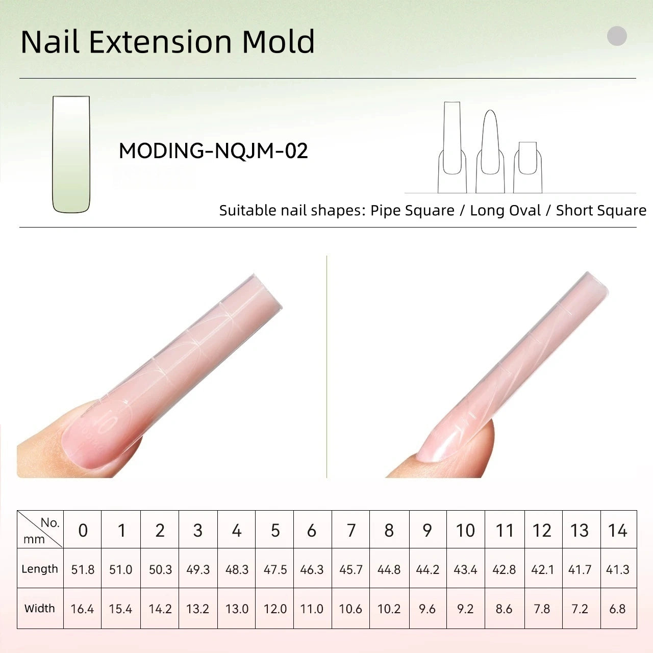 Moding Nail Extension Mold - NQJM02 Pipe Square