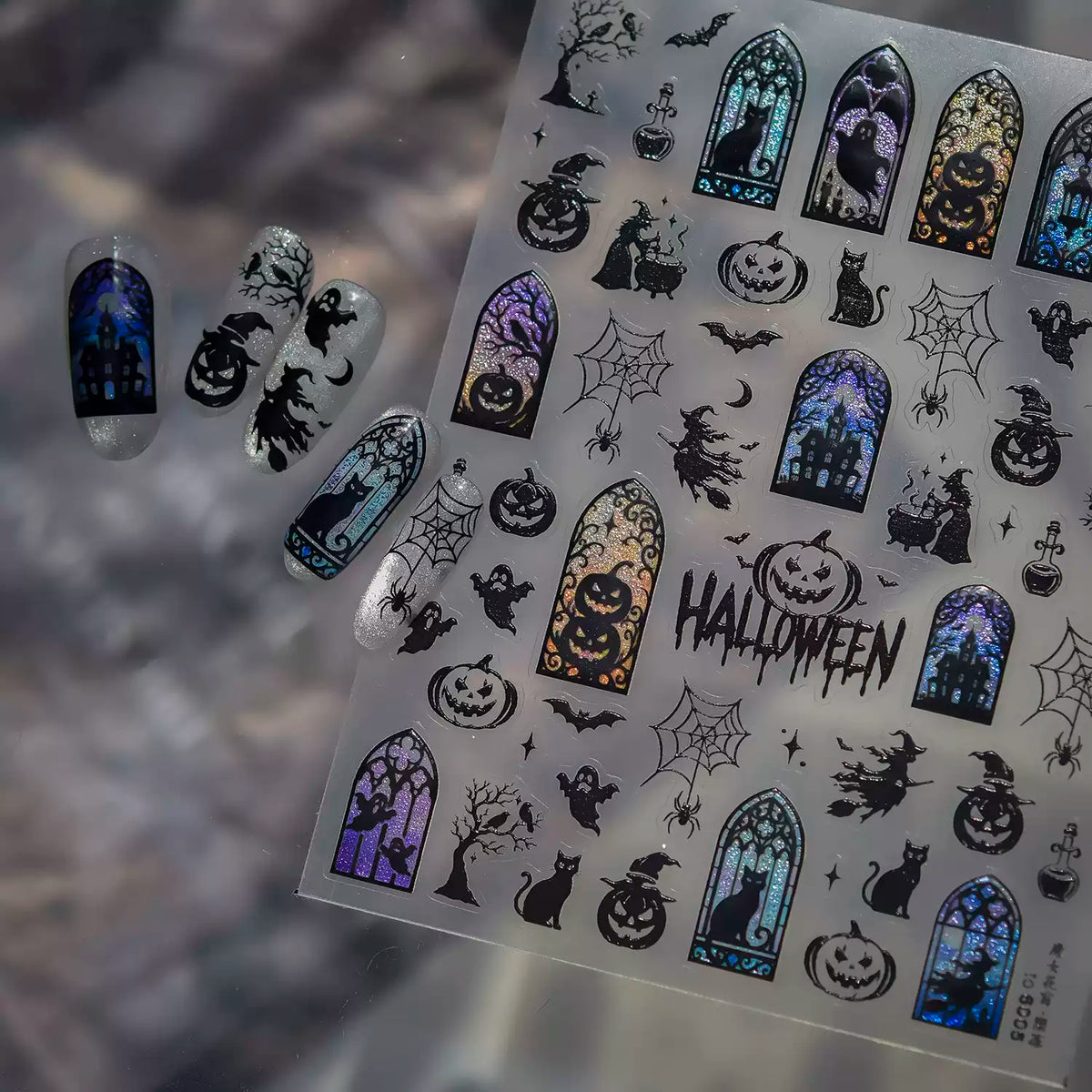 Tomoni Gothic Halloween Witch & Stained Glass Designs Nail Art Stickers
