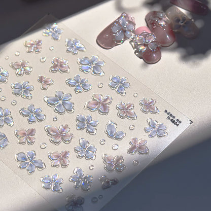 TOMONI Japanese-Style Jelly Four-Petal Flower Nail Art Stickers