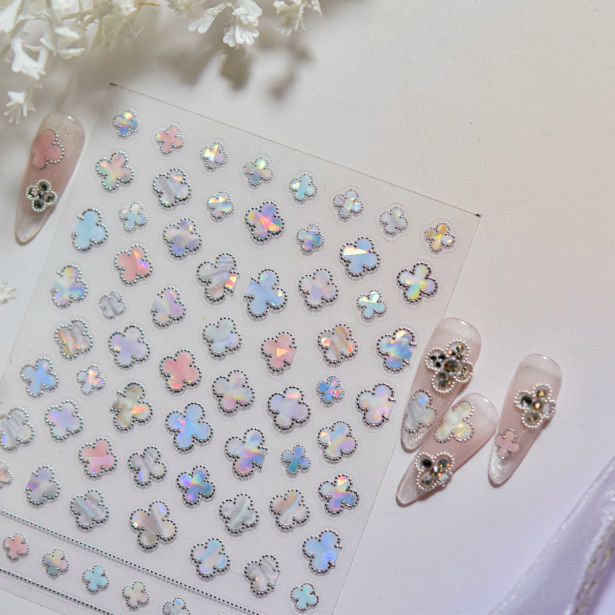 TOMONI Gold Foil colorful Four-Leaf Clover Nail Art Stickers