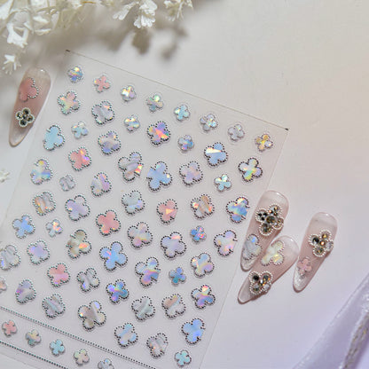 TOMONI Gold Foil colorful Four-Leaf Clover Nail Art Stickers