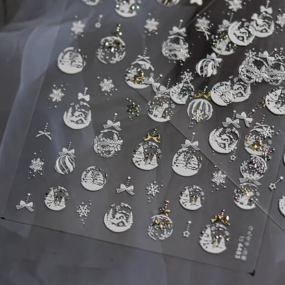 TOMONI Snowflake & Snow Globe Nail Art Stickers-Gold