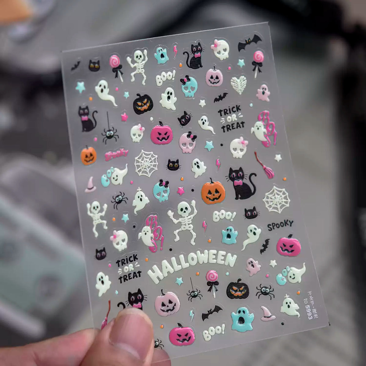 TOMONI Glow-in-the-Dark Halloween Nail Art Stickers