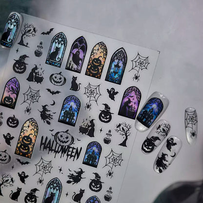 Tomoni Gothic Halloween Witch & Stained Glass Designs Nail Art Stickers