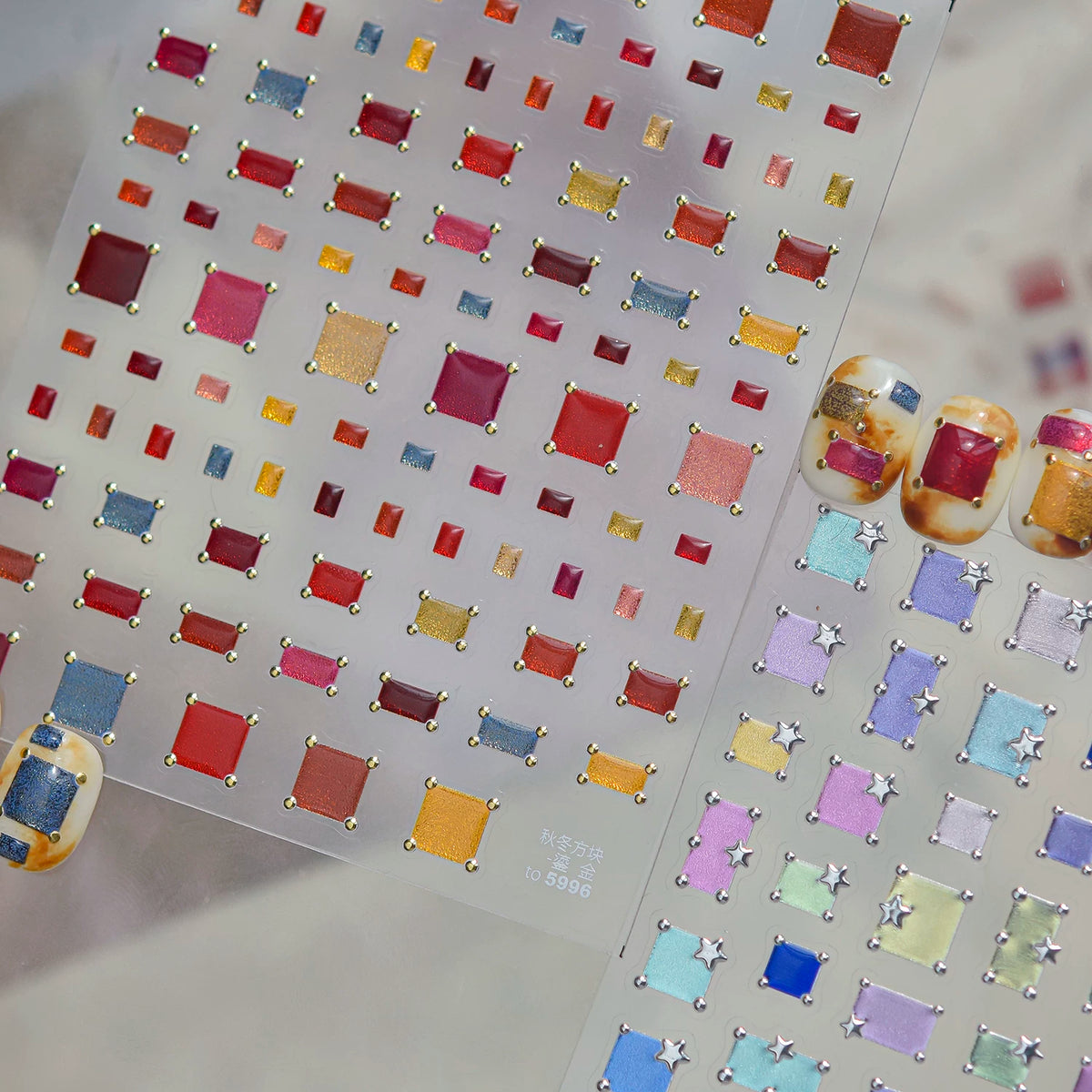 TOMONI Sheer Autumn & Winter Square Nail Art Stickers