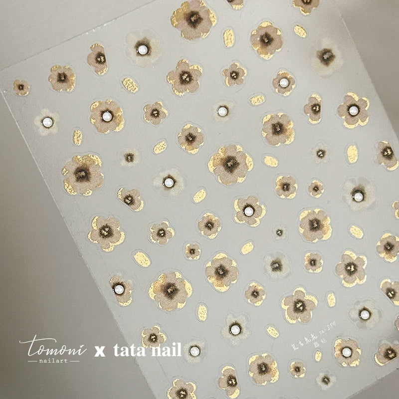 TOMONI Vintage Floral Nail Art Stickers- brown