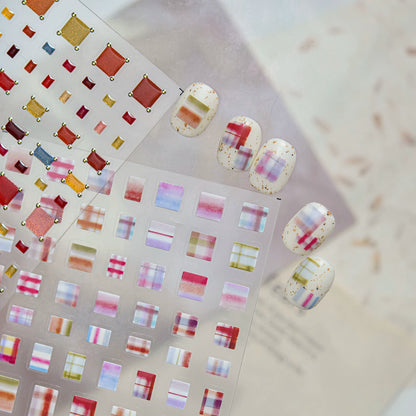 TOMONI Colorful Jelly Square Nail Art Stickers