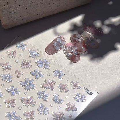 TOMONI Japanese-Style Jelly Four-Petal Flower Nail Art Stickers