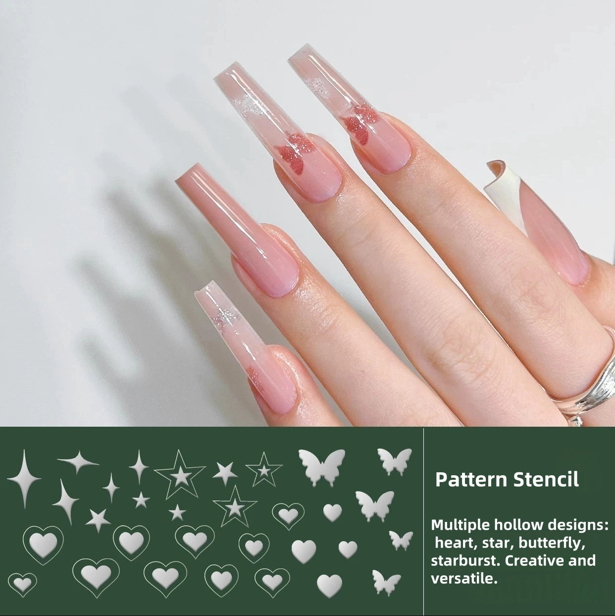 Moding Reusable Pattern Stencil (For Nail Extension Mold)