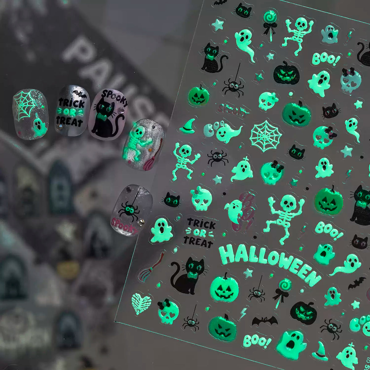 TOMONI Glow-in-the-Dark Halloween Nail Art Stickers