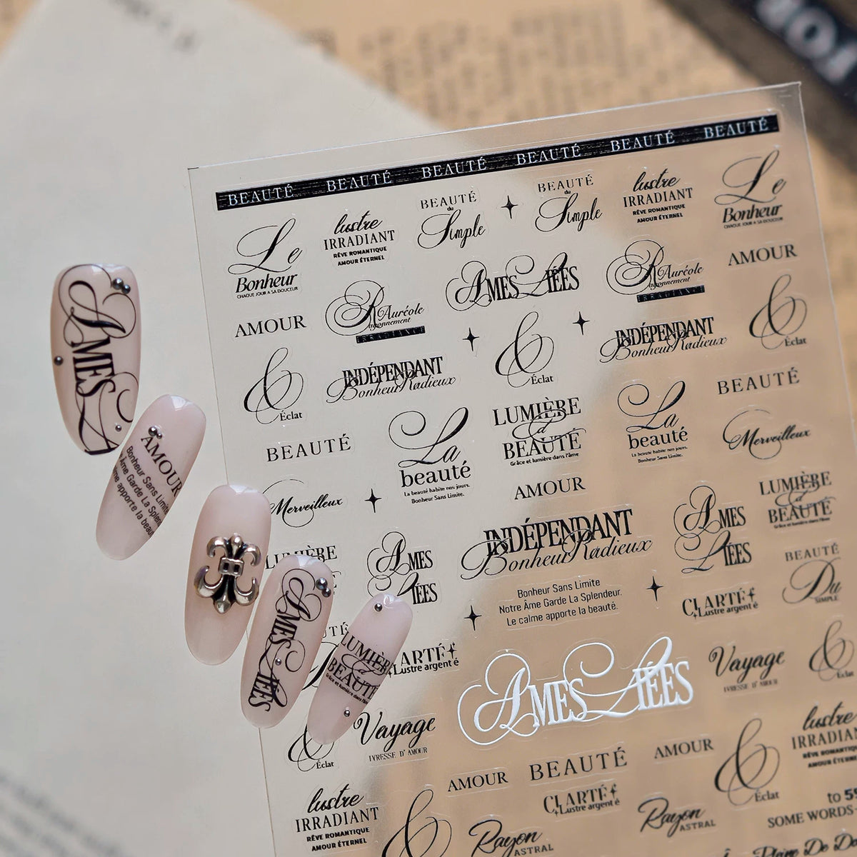 TOMONI Minimalist English Letter Nail Art Stickers-black