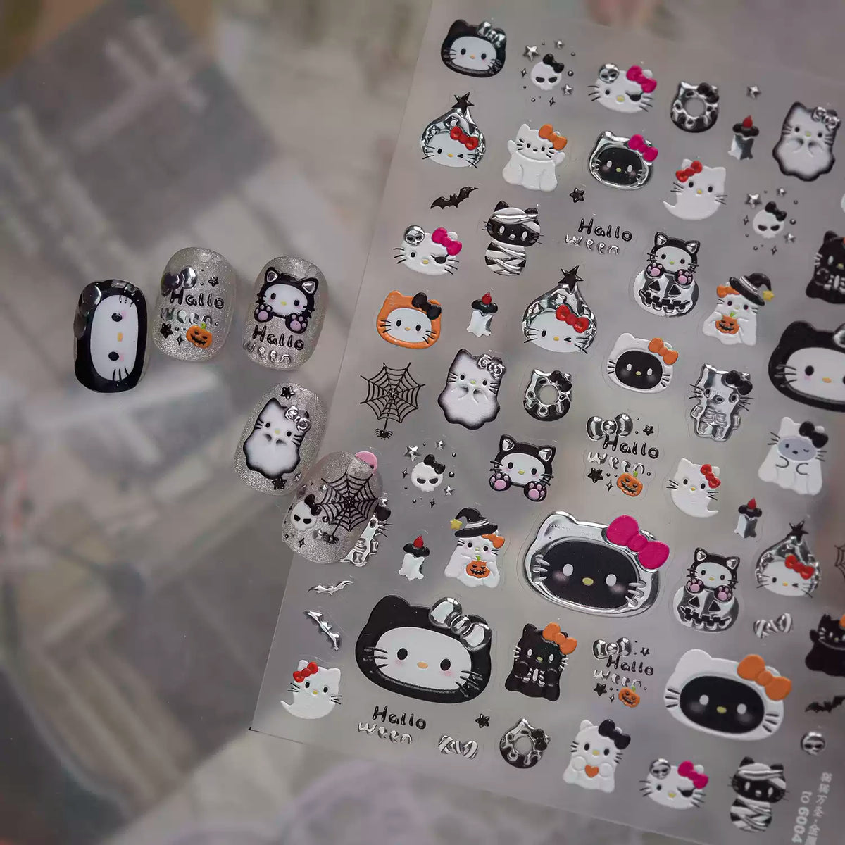 Cute Halloween Cat Nail Art Stickers