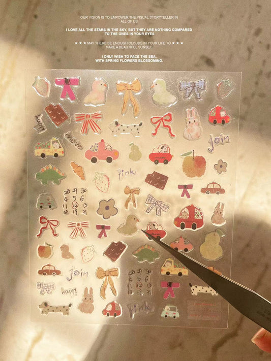 Nail Sticker- Mr Bear and Ribbon