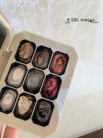 N GEL Byzantine Collection 9-Color No-Wipe Metallic Texture Gel Palette