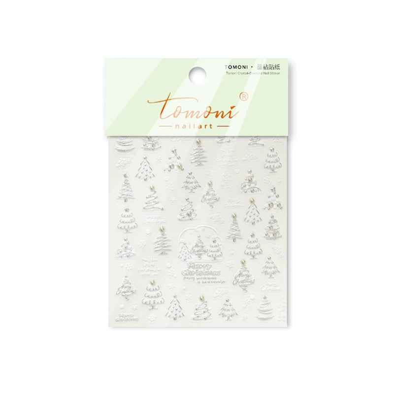 TOMONI Crystal Rhinestone Christmas Tree Nail Art Stickers