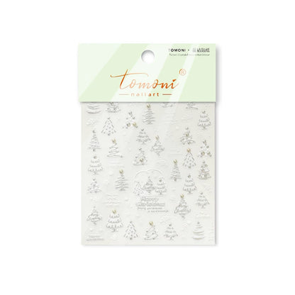 TOMONI Crystal Rhinestone Christmas Tree Nail Art Stickers