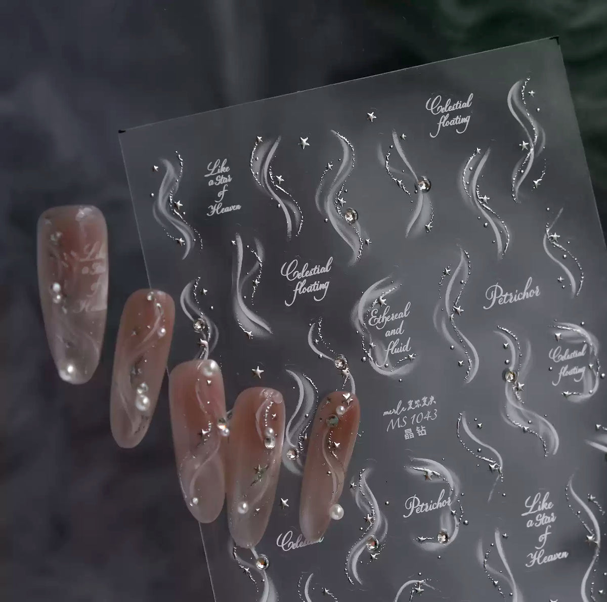 TOMONI Ribbon & Silver Rhinestone French Nail Art Stickers
